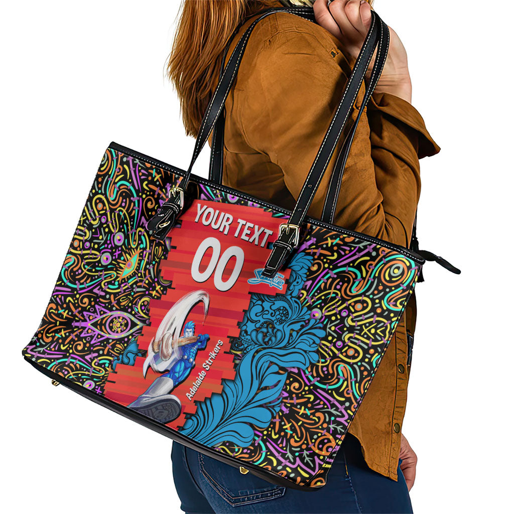 Personalized Adelaide Strikers Leather Tote Bag Hippie Psychedelic Pattern Vibrant Mandala Art Style
