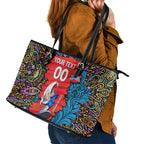 Personalized Adelaide Strikers Leather Tote Bag Hippie Psychedelic Pattern Vibrant Mandala Art Style