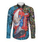 Personalized Adelaide Strikers Long Sleeve Button Shirt Hippie Psychedelic Pattern Vibrant Mandala Art Style