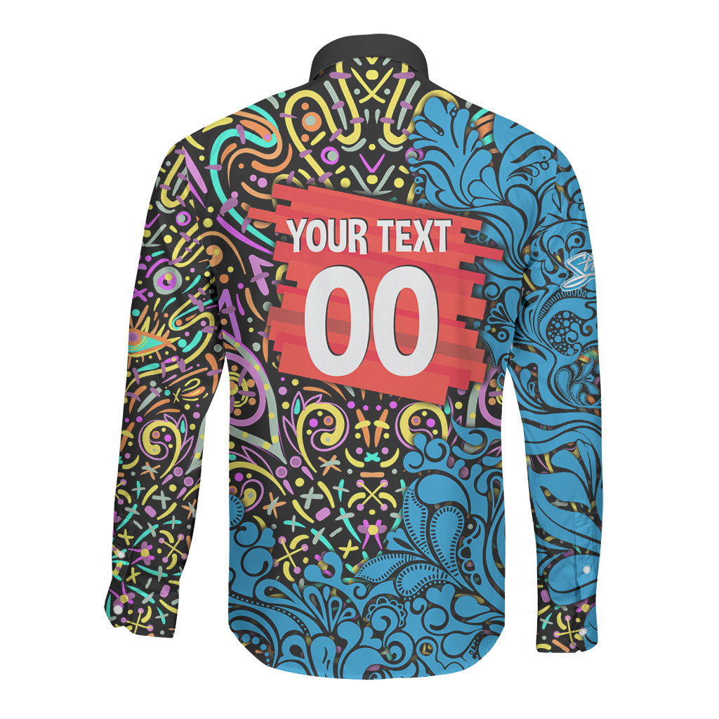 Personalized Adelaide Strikers Long Sleeve Button Shirt Hippie Psychedelic Pattern Vibrant Mandala Art Style