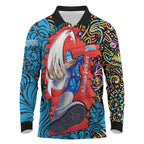 Personalized Adelaide Strikers Long Sleeve Polo Shirt Hippie Psychedelic Pattern Vibrant Mandala Art Style