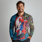 Personalized Adelaide Strikers Long Sleeve Polo Shirt Hippie Psychedelic Pattern Vibrant Mandala Art Style