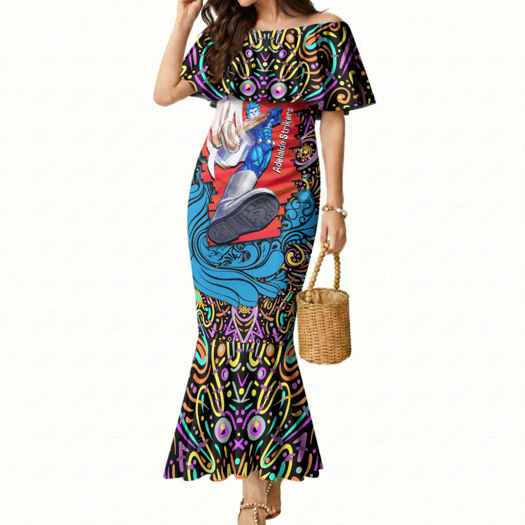 Personalized Adelaide Strikers Mermaid Dress Hippie Psychedelic Pattern Vibrant Mandala Art Style