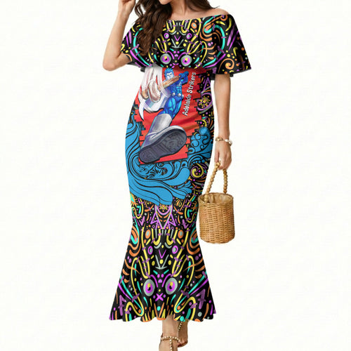 Personalized Adelaide Strikers Mermaid Dress Hippie Psychedelic Pattern Vibrant Mandala Art Style