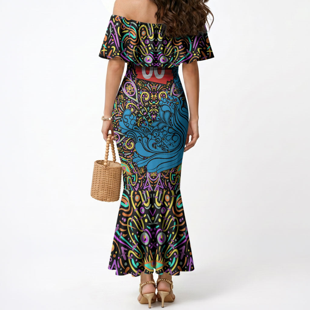 Personalized Adelaide Strikers Mermaid Dress Hippie Psychedelic Pattern Vibrant Mandala Art Style