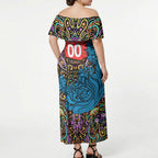Personalized Adelaide Strikers Off Shoulder Maxi Dress Hippie Psychedelic Pattern Vibrant Mandala Art Style
