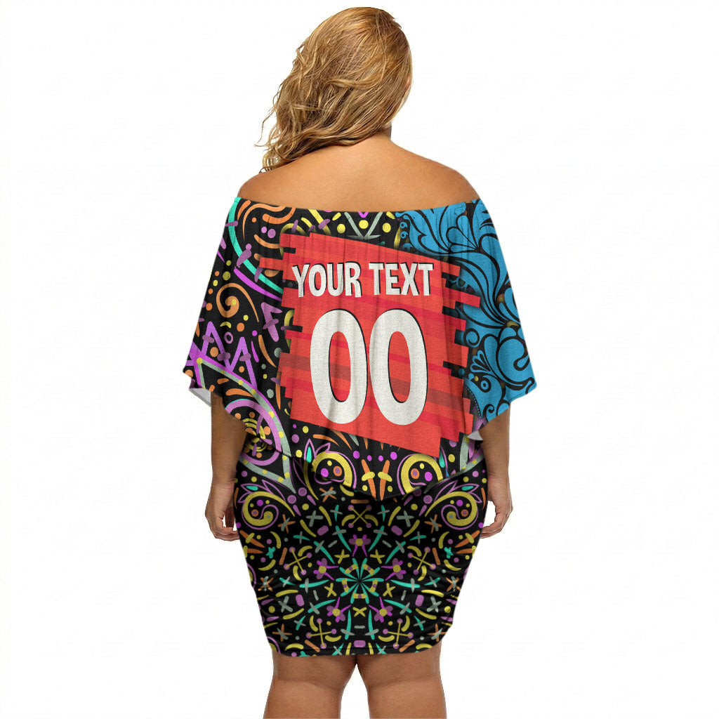 Personalized Adelaide Strikers Off Shoulder Short Dress Hippie Psychedelic Pattern Vibrant Mandala Art Style