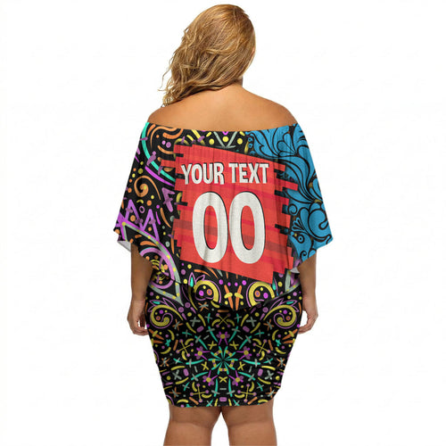 Personalized Adelaide Strikers Off Shoulder Short Dress Hippie Psychedelic Pattern Vibrant Mandala Art Style