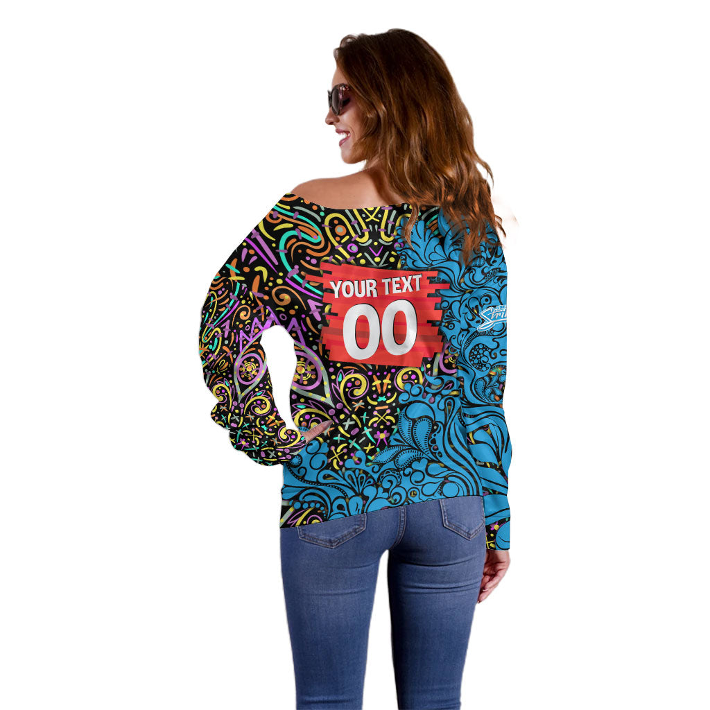 Personalized Adelaide Strikers Off Shoulder Sweater Hippie Psychedelic Pattern Vibrant Mandala Art Style