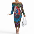 Personalized Adelaide Strikers Off The Shoulder Long Sleeve Dress Hippie Psychedelic Pattern Vibrant Mandala Art Style