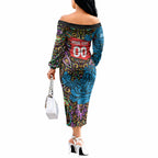 Personalized Adelaide Strikers Off The Shoulder Long Sleeve Dress Hippie Psychedelic Pattern Vibrant Mandala Art Style