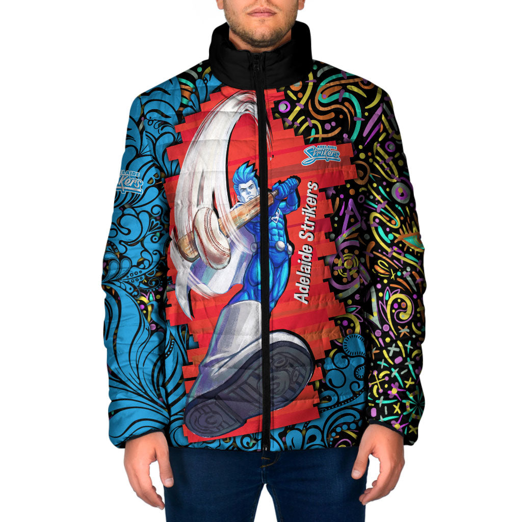 Personalized Adelaide Strikers Padded Jacket Hippie Psychedelic Pattern Vibrant Mandala Art Style