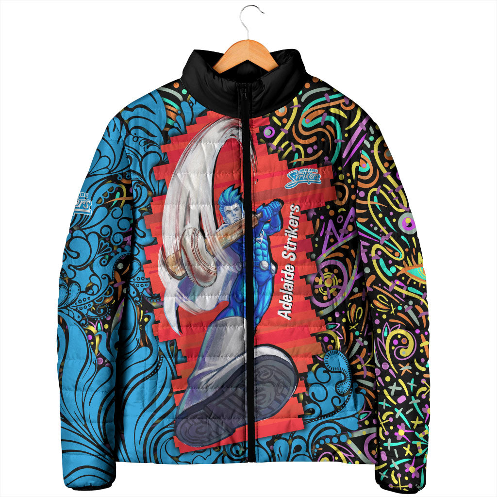 Personalized Adelaide Strikers Padded Jacket Hippie Psychedelic Pattern Vibrant Mandala Art Style