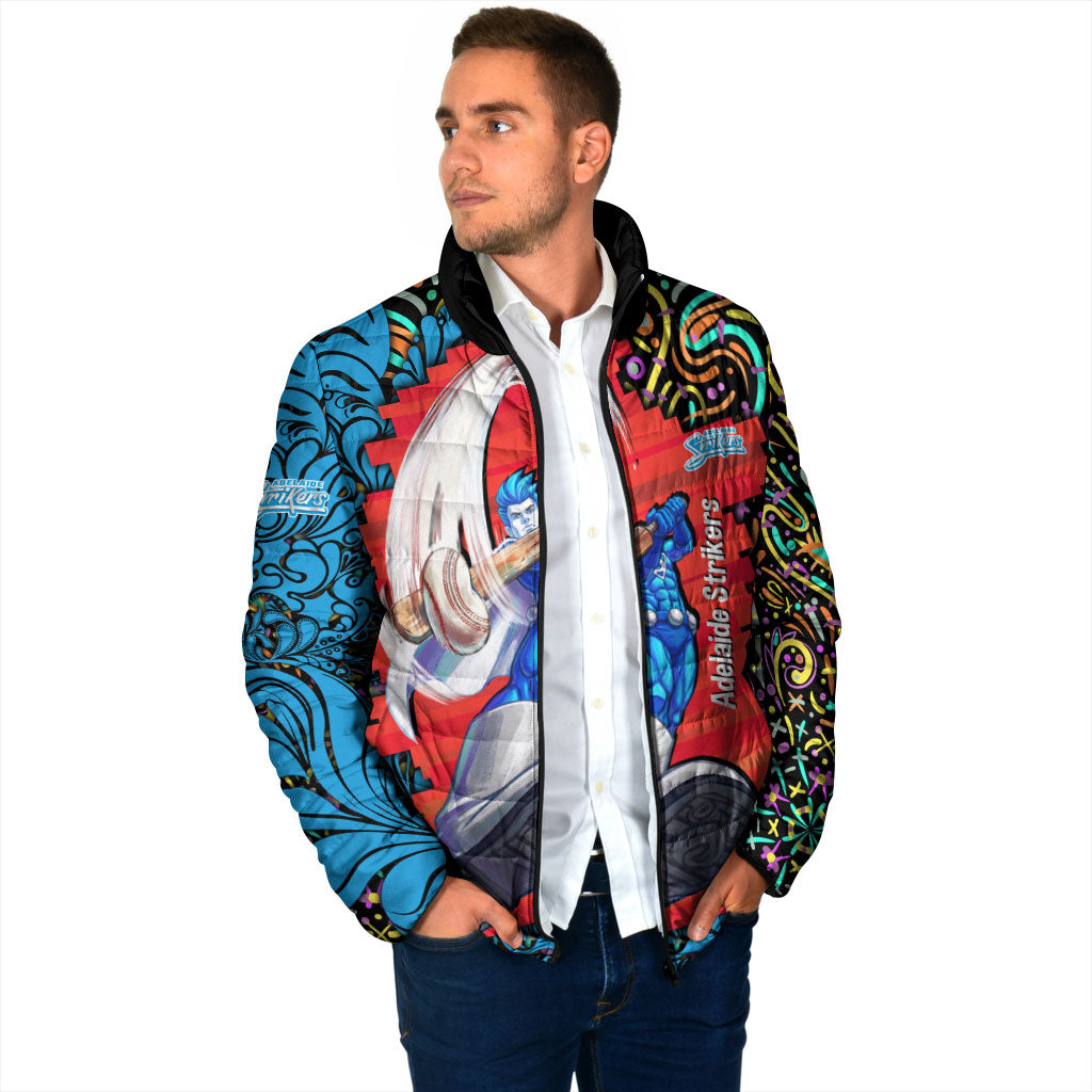 Personalized Adelaide Strikers Padded Jacket Hippie Psychedelic Pattern Vibrant Mandala Art Style