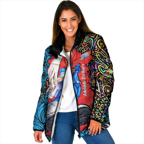 Personalized Adelaide Strikers Padded Jacket Hippie Psychedelic Pattern Vibrant Mandala Art Style