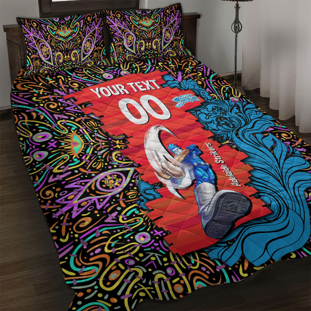 Personalized Adelaide Strikers Quilt Bed Set Hippie Psychedelic Pattern Vibrant Mandala Art Style
