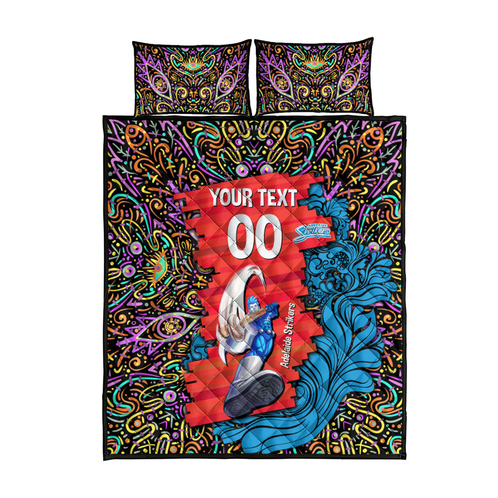 Personalized Adelaide Strikers Quilt Bed Set Hippie Psychedelic Pattern Vibrant Mandala Art Style