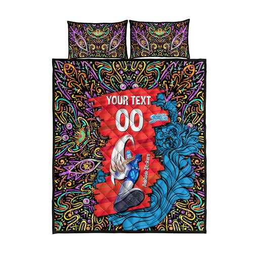Personalized Adelaide Strikers Quilt Bed Set Hippie Psychedelic Pattern Vibrant Mandala Art Style
