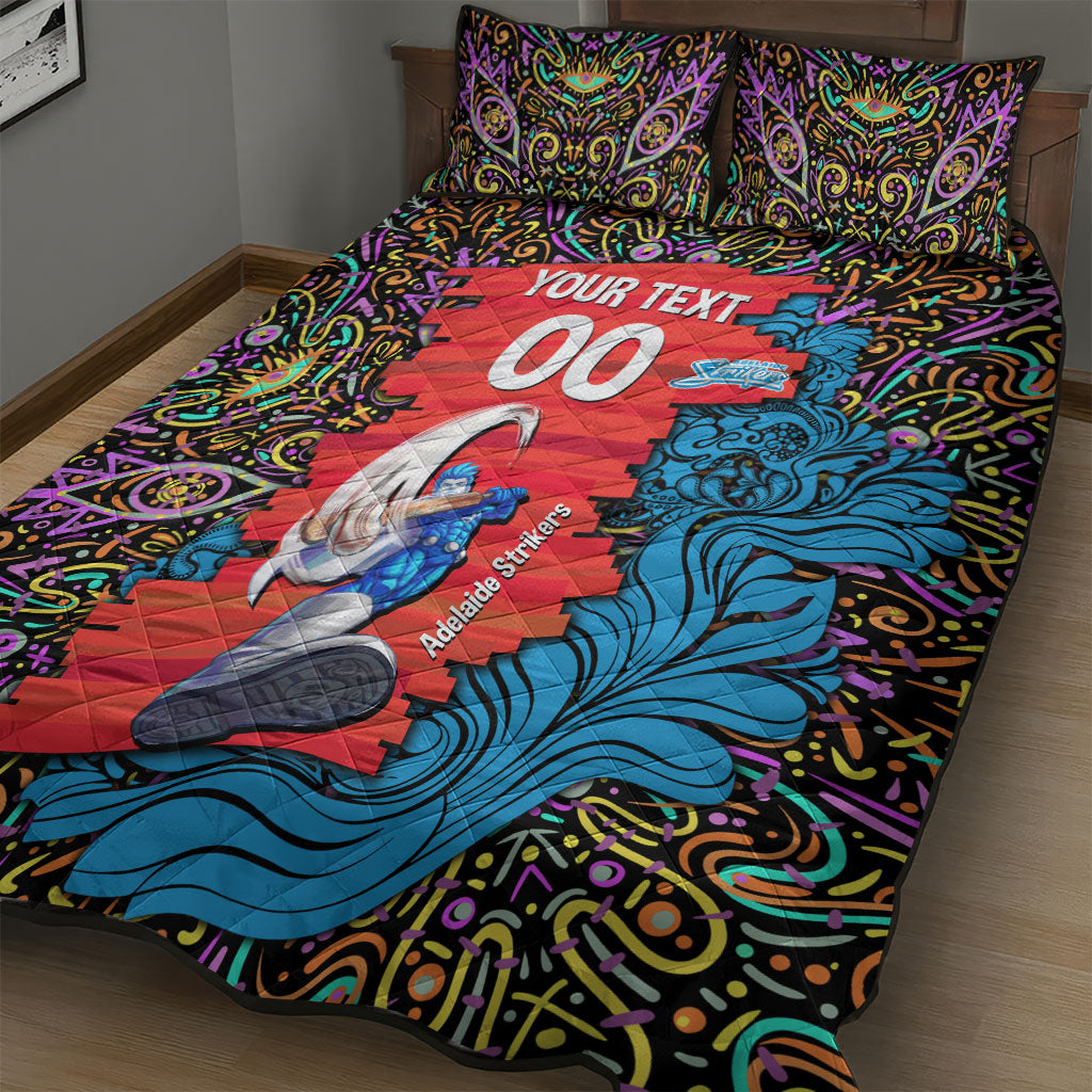 Personalized Adelaide Strikers Quilt Bed Set Hippie Psychedelic Pattern Vibrant Mandala Art Style