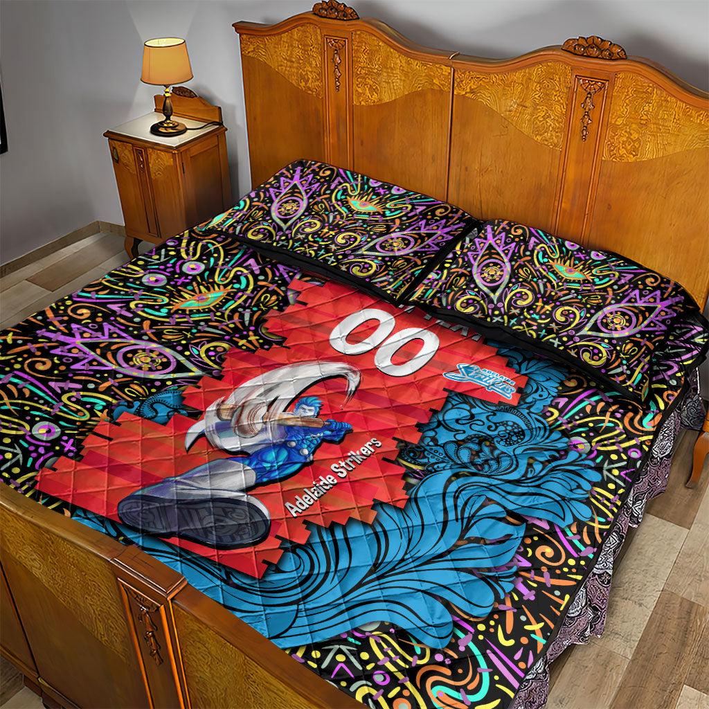 Personalized Adelaide Strikers Quilt Bed Set Hippie Psychedelic Pattern Vibrant Mandala Art Style