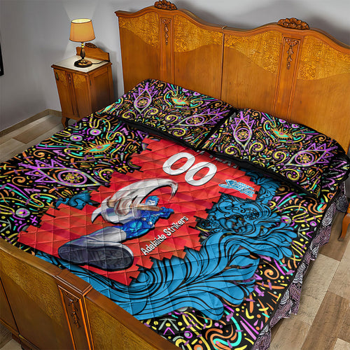 Personalized Adelaide Strikers Quilt Bed Set Hippie Psychedelic Pattern Vibrant Mandala Art Style