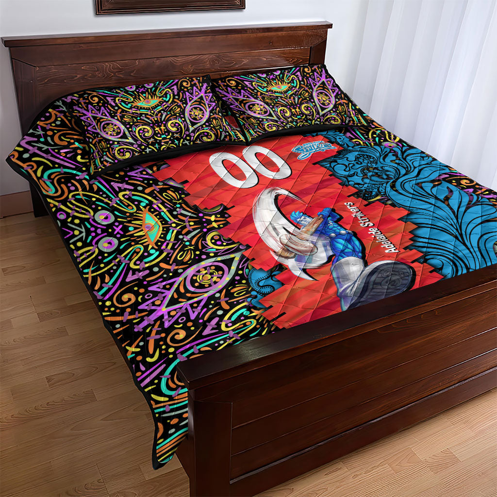 Personalized Adelaide Strikers Quilt Bed Set Hippie Psychedelic Pattern Vibrant Mandala Art Style