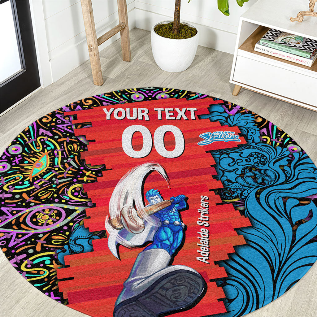 Personalized Adelaide Strikers Round Carpet Hippie Psychedelic Pattern Vibrant Mandala Art Style