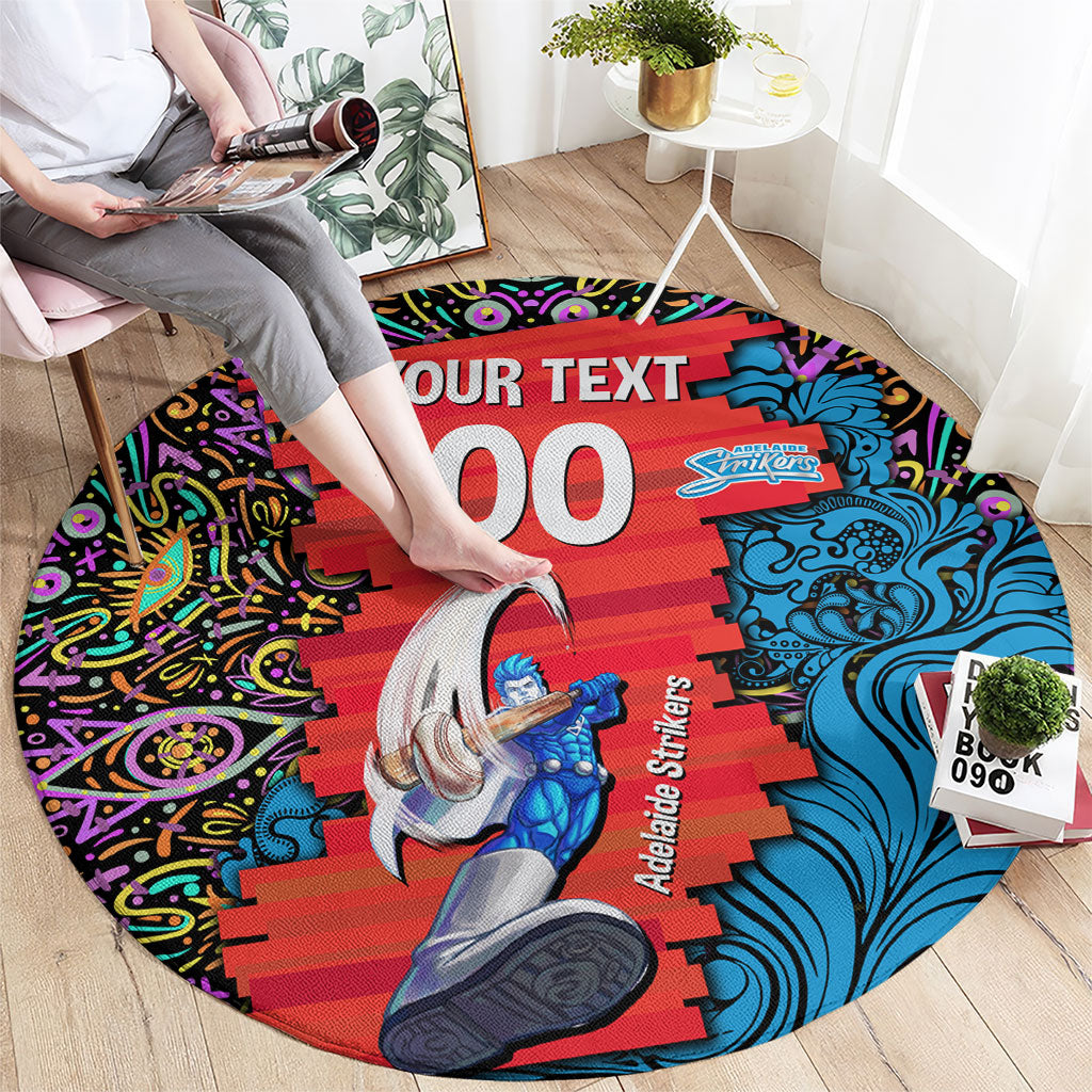 Personalized Adelaide Strikers Round Carpet Hippie Psychedelic Pattern Vibrant Mandala Art Style
