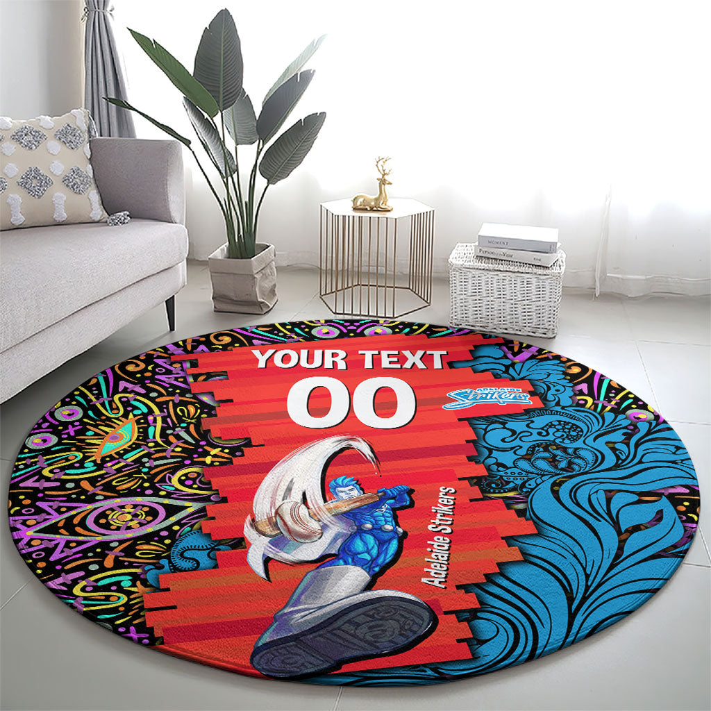 Personalized Adelaide Strikers Round Carpet Hippie Psychedelic Pattern Vibrant Mandala Art Style
