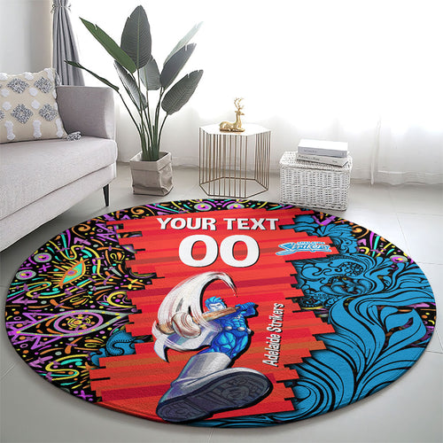 Personalized Adelaide Strikers Round Carpet Hippie Psychedelic Pattern Vibrant Mandala Art Style
