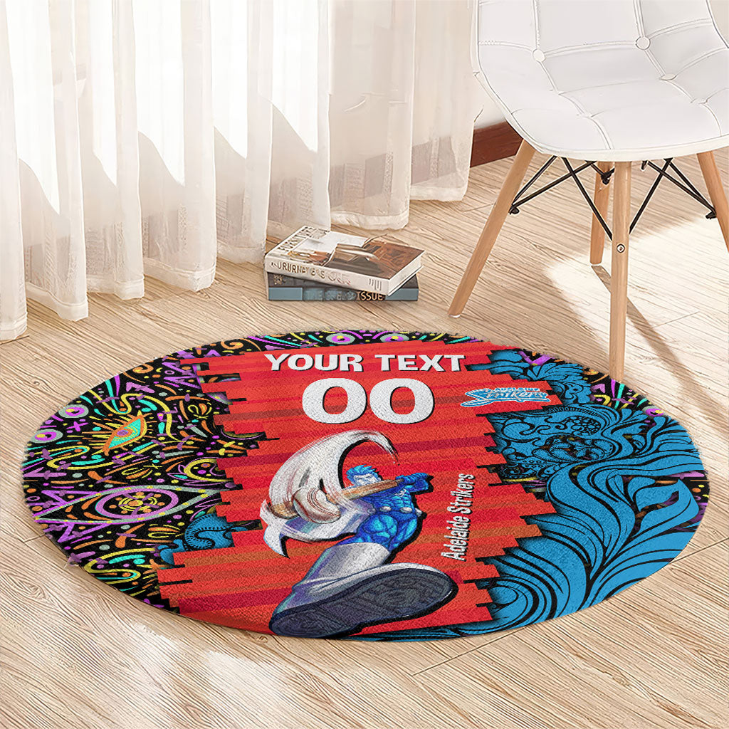 Personalized Adelaide Strikers Round Carpet Hippie Psychedelic Pattern Vibrant Mandala Art Style