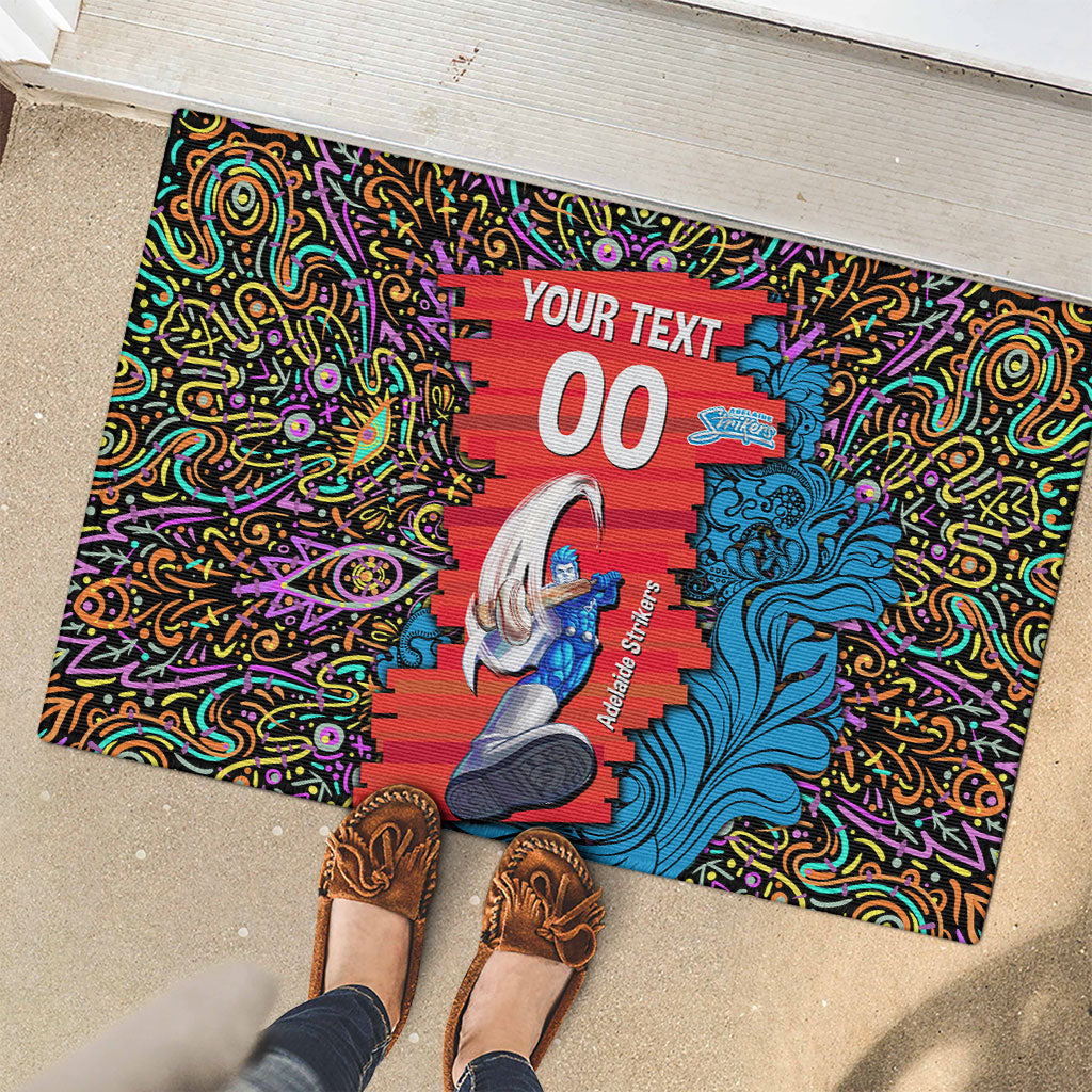 Personalized Adelaide Strikers Rubber Doormat Hippie Psychedelic Pattern Vibrant Mandala Art Style