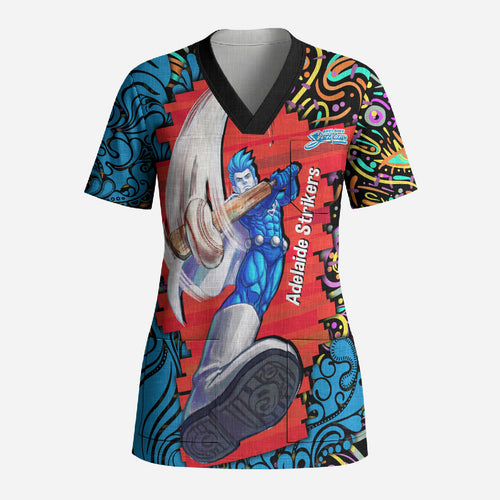 Personalized Adelaide Strikers Scrub Top Hippie Psychedelic Pattern Vibrant Mandala Art Style