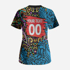 Personalized Adelaide Strikers Scrub Top Hippie Psychedelic Pattern Vibrant Mandala Art Style