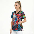 Personalized Adelaide Strikers Scrub Top Hippie Psychedelic Pattern Vibrant Mandala Art Style