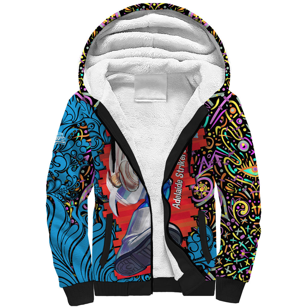 Personalized Adelaide Strikers Sherpa Hoodie Hippie Psychedelic Pattern Vibrant Mandala Art Style