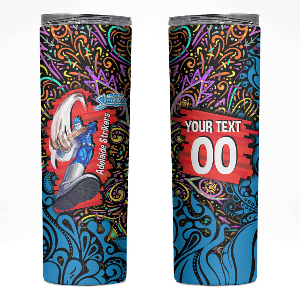 Personalized Adelaide Strikers Skinny Tumbler Hippie Psychedelic Pattern Vibrant Mandala Art Style