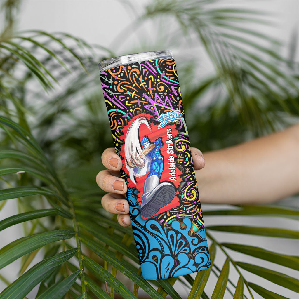 Personalized Adelaide Strikers Skinny Tumbler Hippie Psychedelic Pattern Vibrant Mandala Art Style