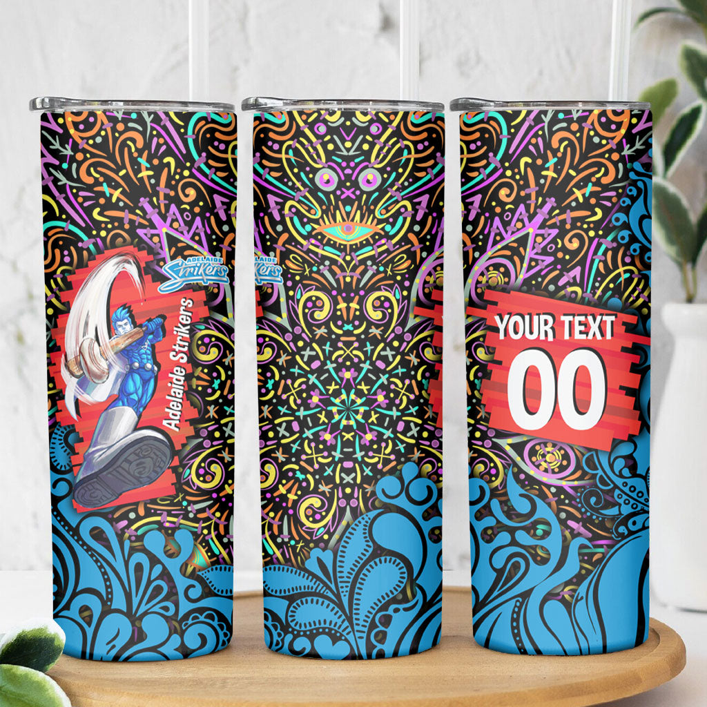 Personalized Adelaide Strikers Skinny Tumbler Hippie Psychedelic Pattern Vibrant Mandala Art Style