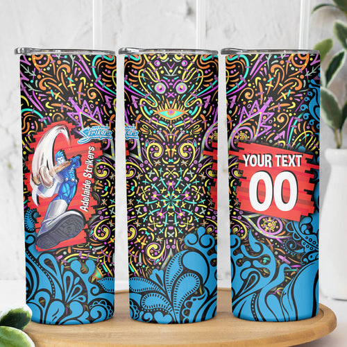 Personalized Adelaide Strikers Skinny Tumbler Hippie Psychedelic Pattern Vibrant Mandala Art Style