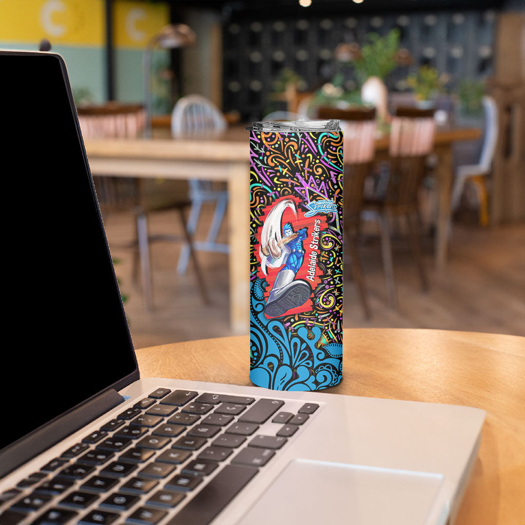 Personalized Adelaide Strikers Skinny Tumbler Hippie Psychedelic Pattern Vibrant Mandala Art Style
