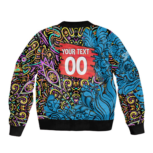 Personalized Adelaide Strikers Sleeve Zip Bomber Jacket Hippie Psychedelic Pattern Vibrant Mandala Art Style