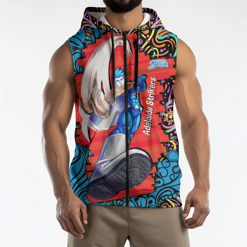 Personalized Adelaide Strikers Sleeveless Zip Hoodie Hippie Psychedelic Pattern Vibrant Mandala Art Style