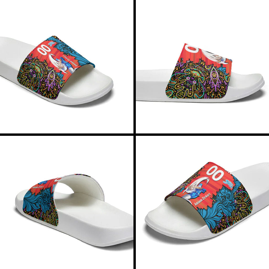 Personalized Adelaide Strikers Slide Sandals Hippie Psychedelic Pattern Vibrant Mandala Art Style