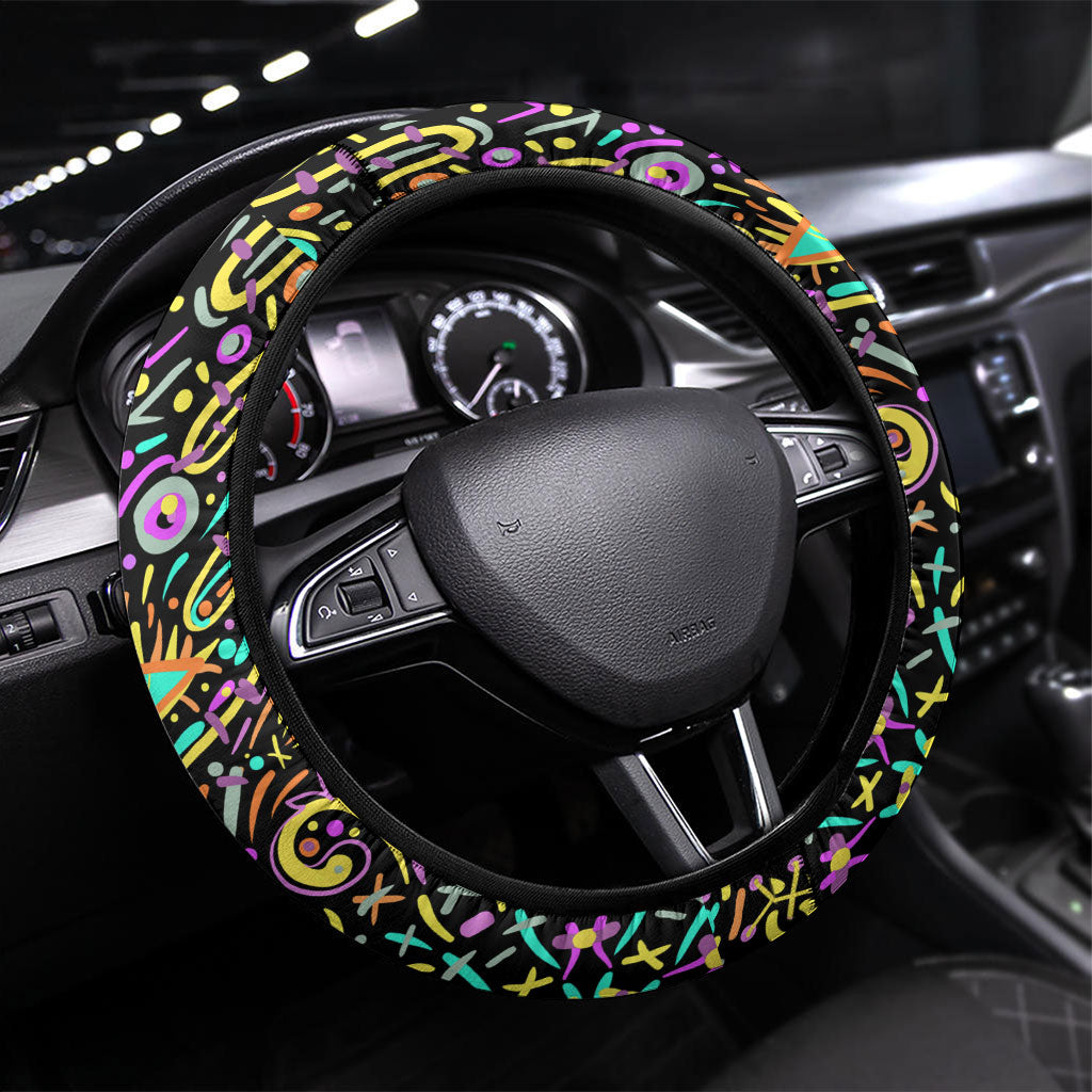 Adelaide Strikers Steering Wheel Cover Hippie Psychedelic Pattern Vibrant Mandala Art Style