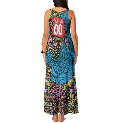 Personalized Adelaide Strikers Tank Maxi Dress Hippie Psychedelic Pattern Vibrant Mandala Art Style