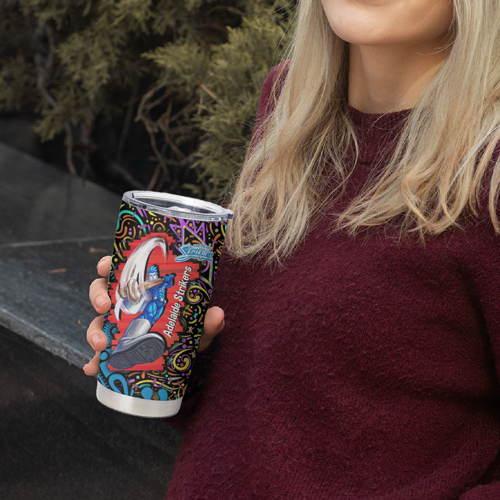 Personalized Adelaide Strikers Tumbler Cup Hippie Psychedelic Pattern Vibrant Mandala Art Style