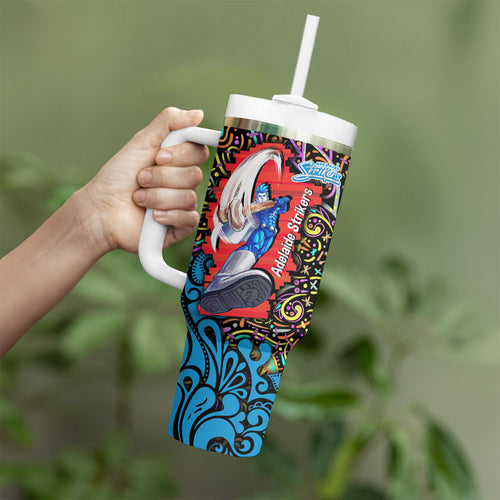 Personalized Adelaide Strikers Tumbler With Handle Hippie Psychedelic Pattern Vibrant Mandala Art Style