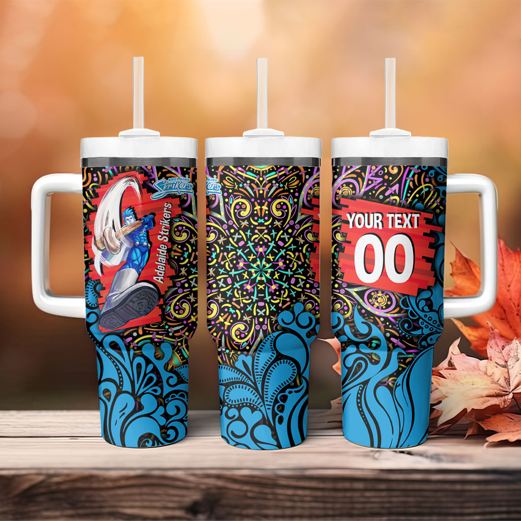 Personalized Adelaide Strikers Tumbler With Handle Hippie Psychedelic Pattern Vibrant Mandala Art Style