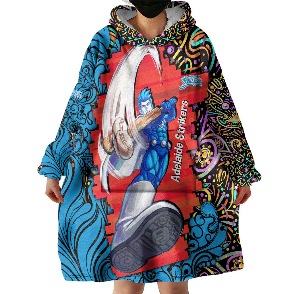 Personalized Adelaide Strikers Wearable Blanket Hoodie Hippie Psychedelic Pattern Vibrant Mandala Art Style